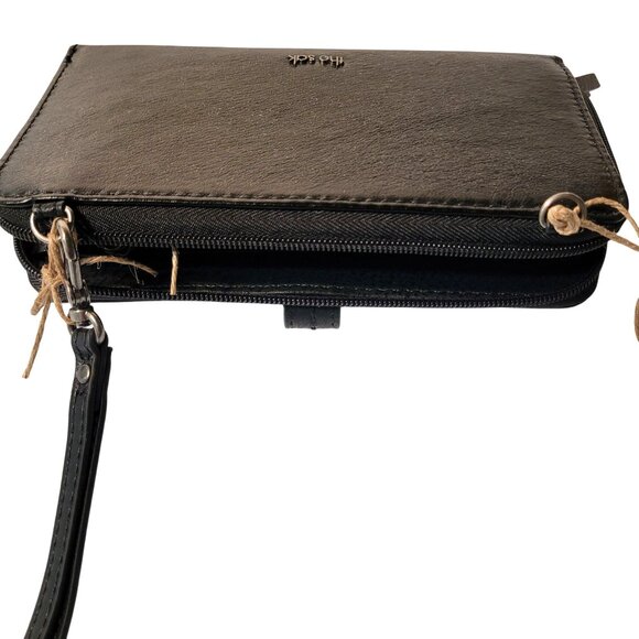 The Sak Iris Large Smartphone Black Embossed Crossbody Straps Leather 107467 New - Picture 6 of 6